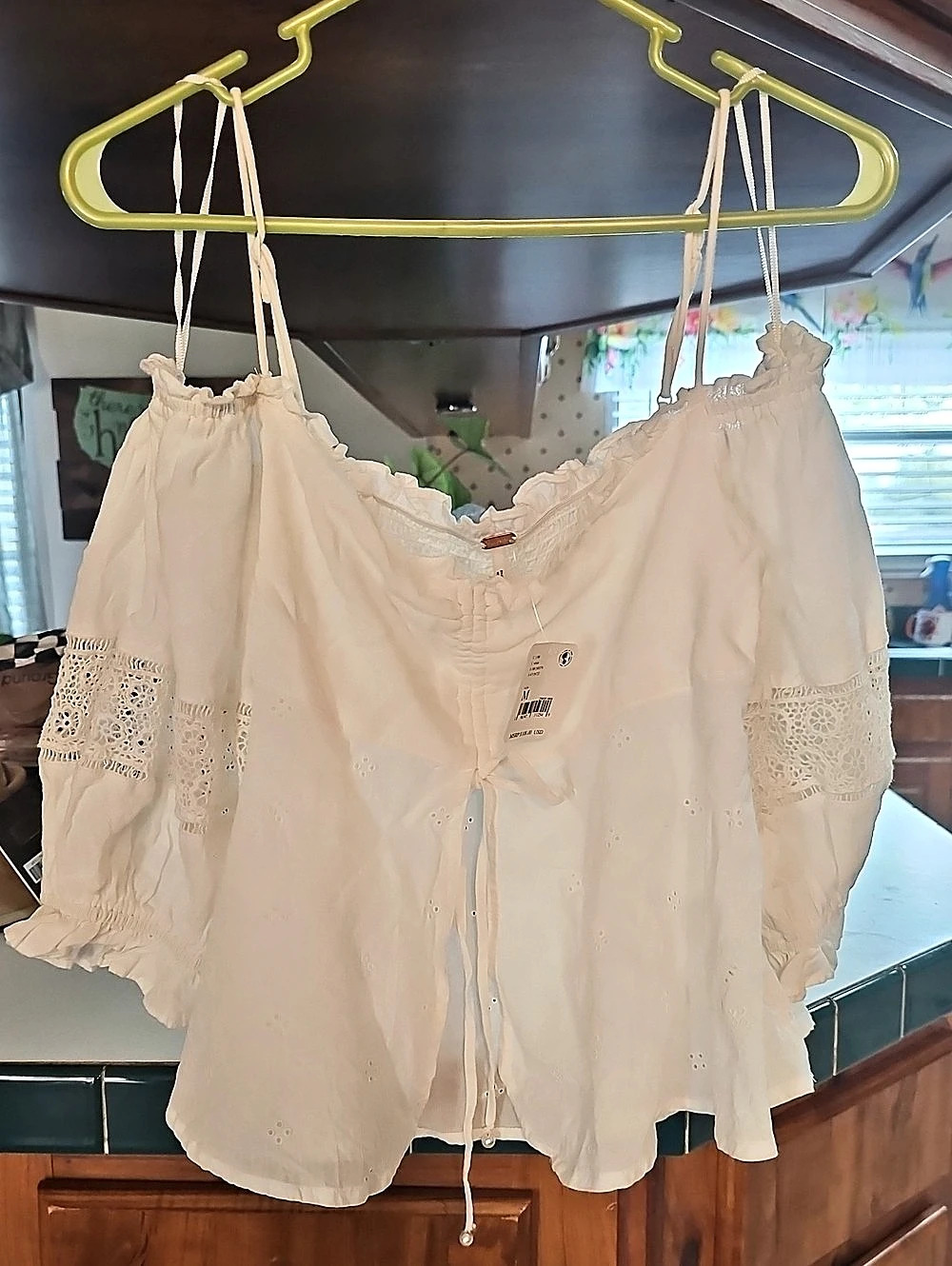 Free People Salone Eyelet Top White Blouse